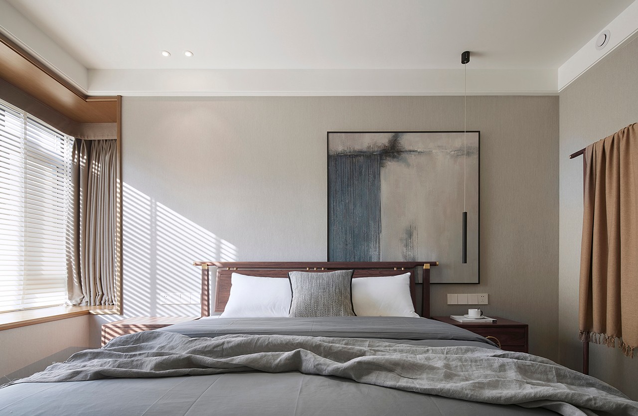 现代新中式风格家装设计室内装修效果图-卧室 现代新中式风格家装设计室内装修效果图-卧室