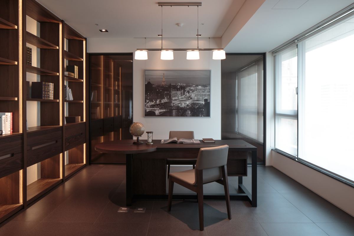 装修案例现代轻奢风格室内装修效果图-书房 装修案例现代轻奢风格室内装修效果图-书房