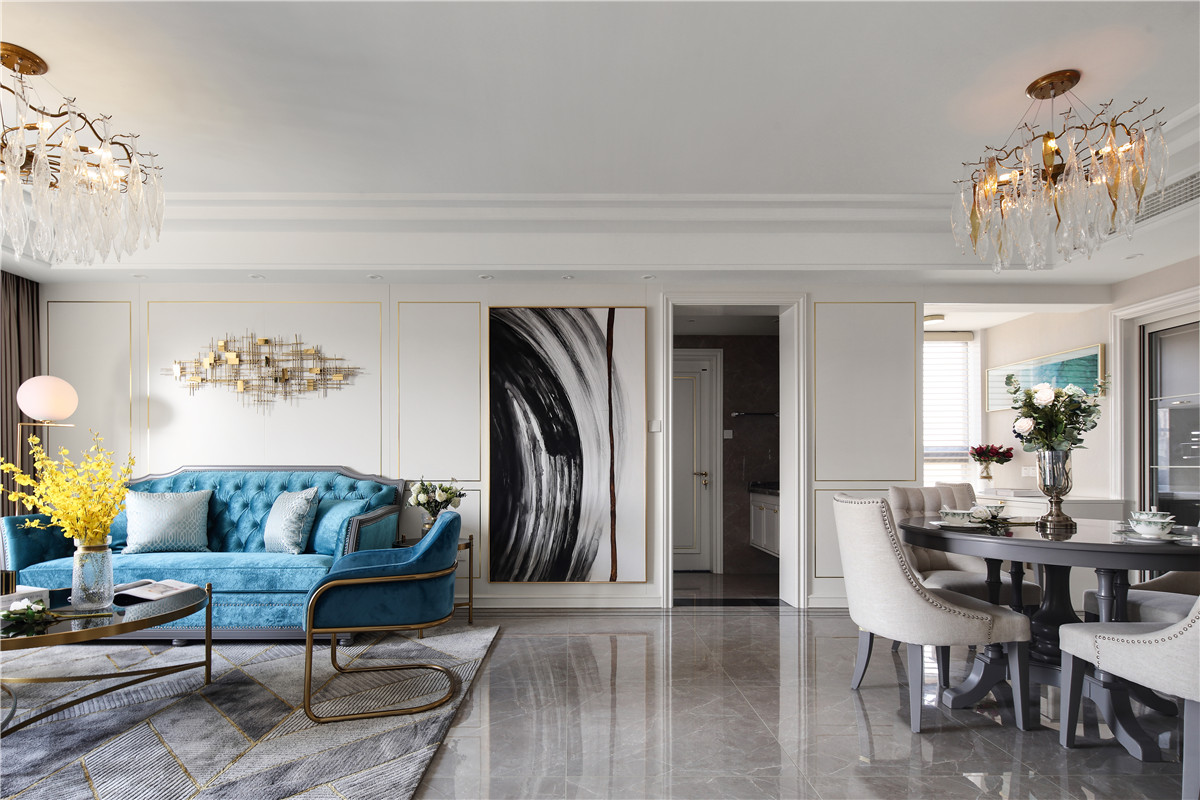 美式轻奢风格家装设计室内装修效果图-客餐厅 美式轻奢风格家装设计室内装修效果图-客餐厅