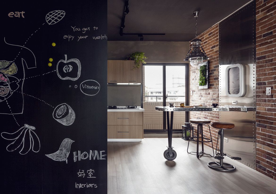 现代工业风格家装设计室内装修效果图-餐厅 现代工业风格家装设计室内装修效果图-餐厅